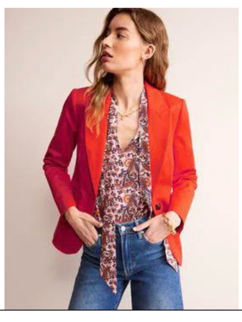 Boden Marylebone Bi-Stretch Single-Button Tailored Blazer in Fiesta